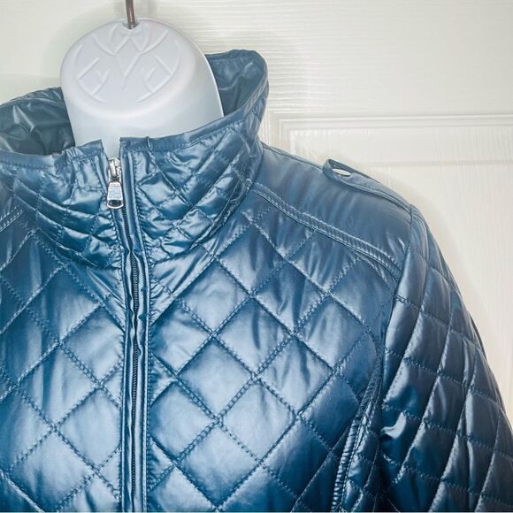 Ellen Tracy Lightweight Insulated Quilted Jacket Zipper Navy Blue M - Picture 3 of 12